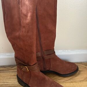 Clarks Women's Over-the-Knee Suede Boots in Rust Brown
